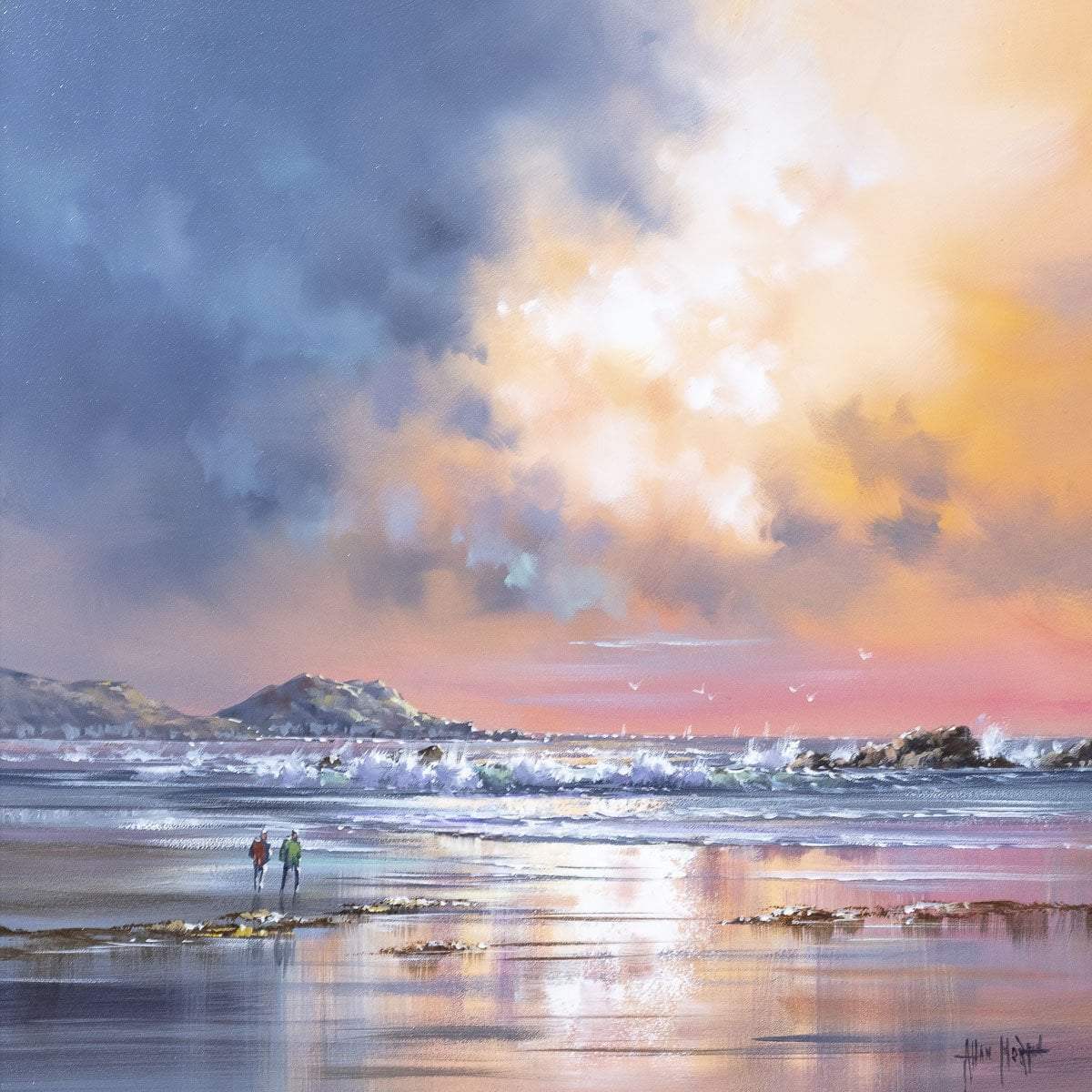 A Stroll by the Sea - Original - SOLD by artist Allan Morgan - Wyecliffe Galleries