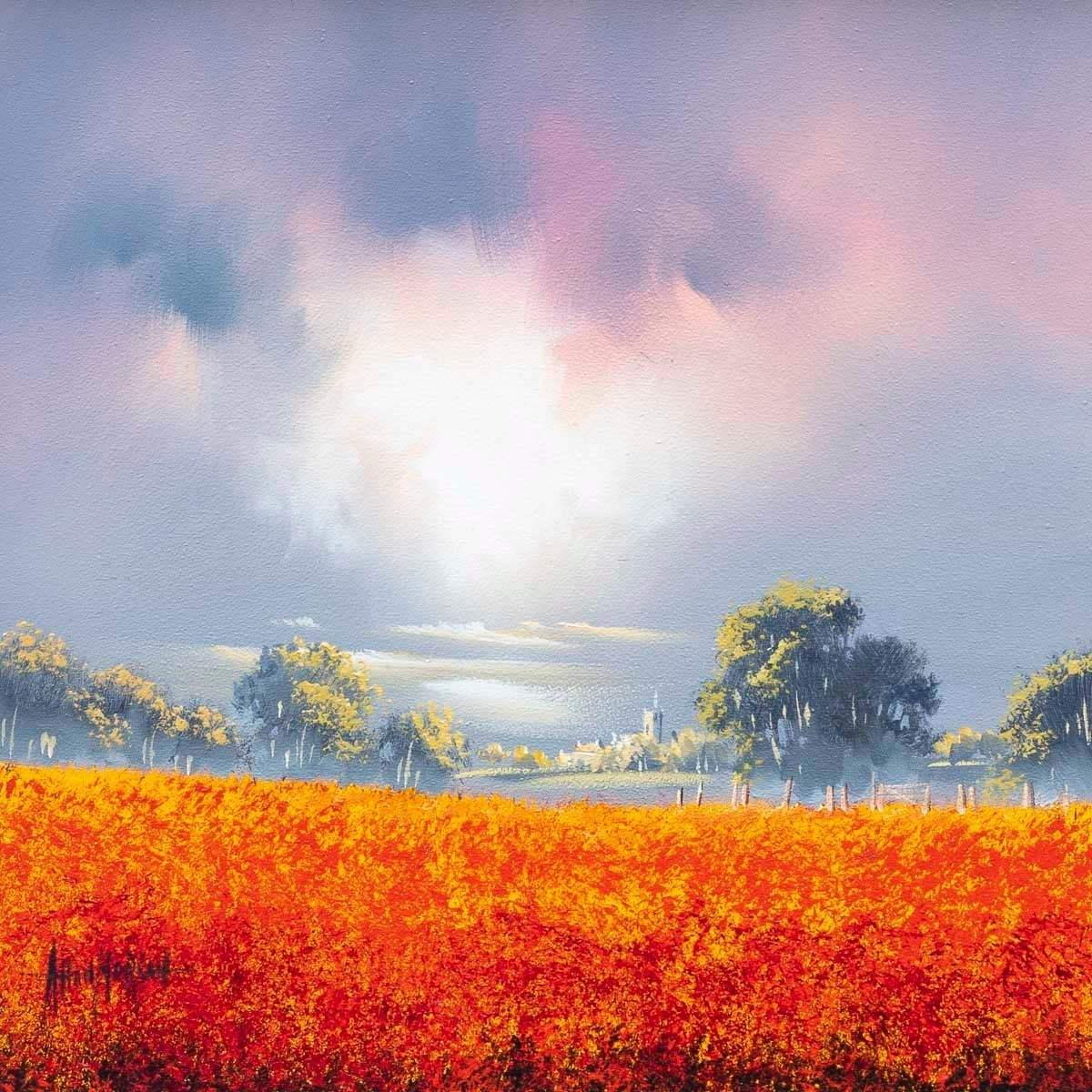 Autumnal Fields - Original - SOLD by artist Allan Morgan - Wyecliffe Galleries
