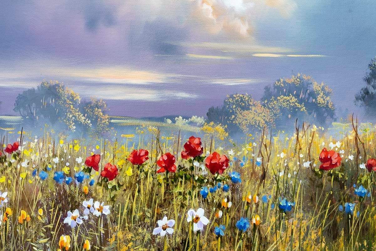 Blooming Under Violet Skies - Original - SOLD by artist Allan Morgan - Wyecliffe Galleries