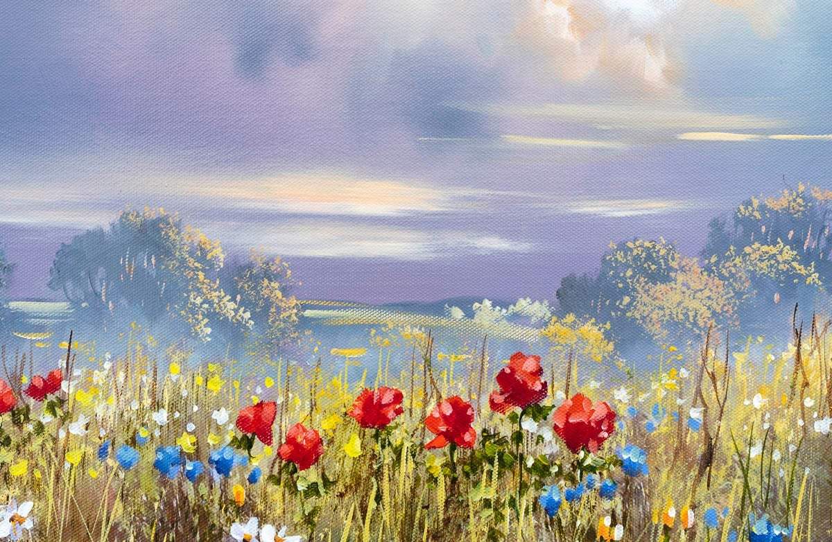 Blooming Under Violet Skies - Original - SOLD by artist Allan Morgan - Wyecliffe Galleries
