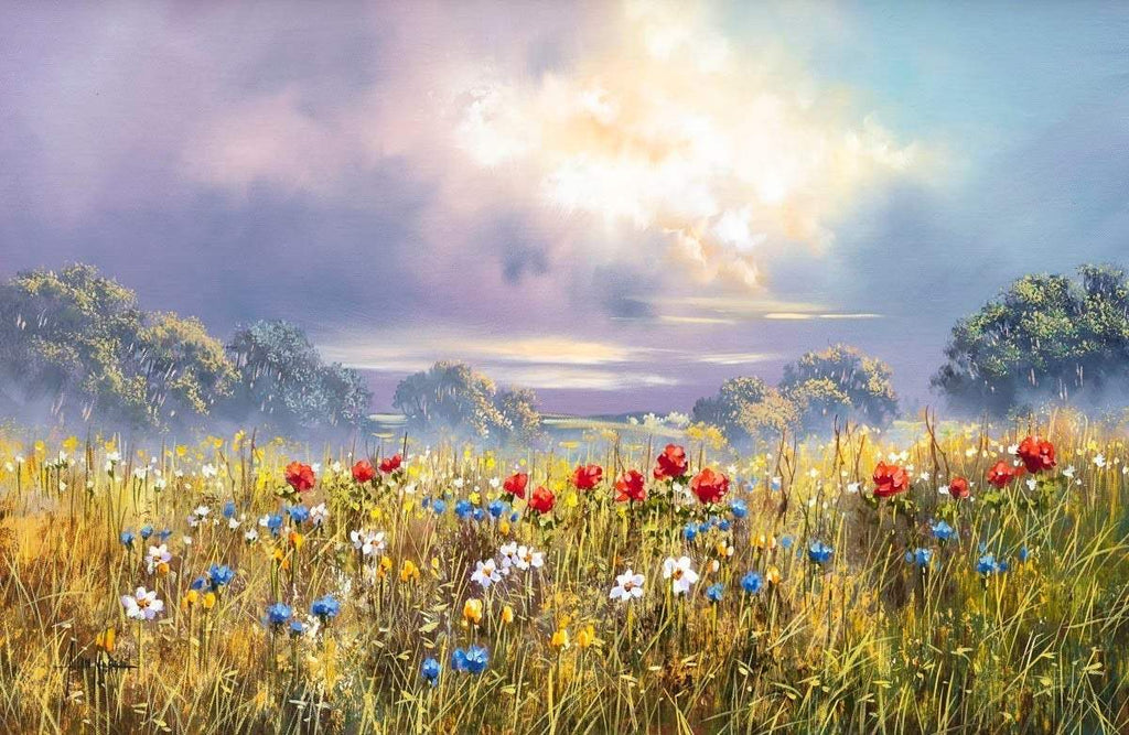 Blooming Under Violet Skies - Original - SOLD by artist Allan Morgan - Wyecliffe Galleries