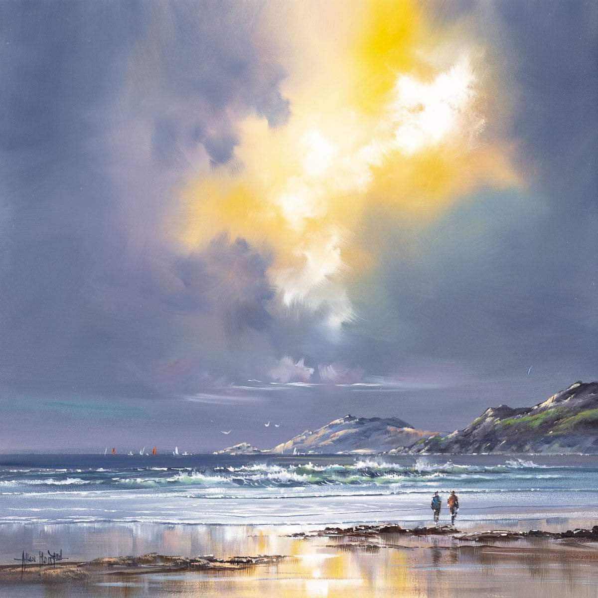 Boats on The Horizon - Original - SOLD by artist Allan Morgan - Wyecliffe Galleries