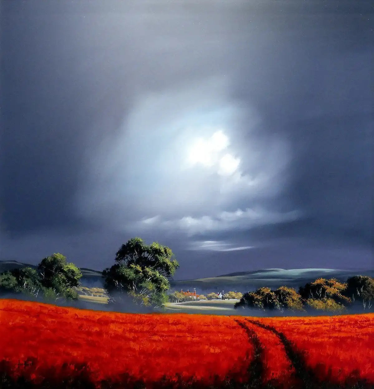 Fields Aflame - SOLD by artist Allan Morgan - Wyecliffe Galleries