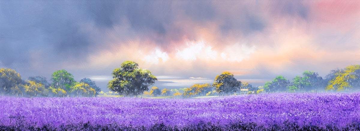 Fields of Purple - Original - SOLD by artist Allan Morgan - Wyecliffe Galleries