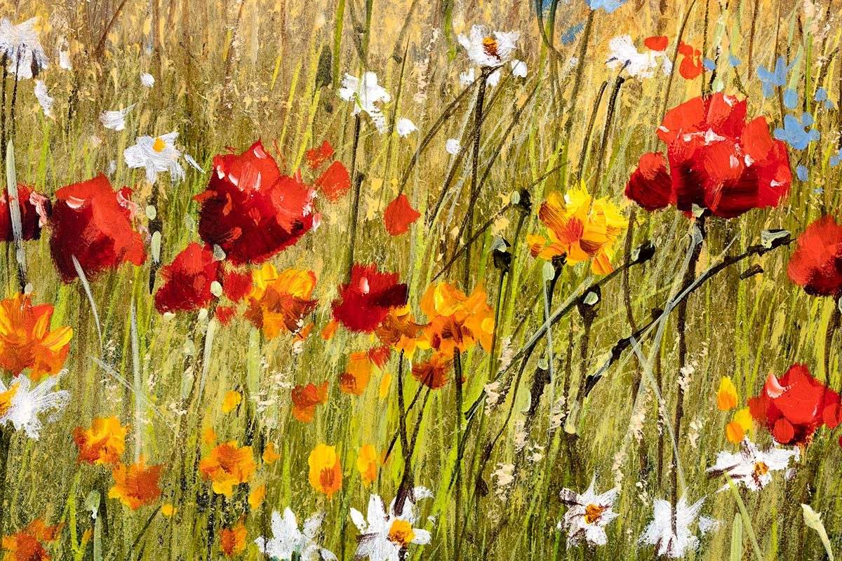 Flower Field II - Original - SOLD by artist Allan Morgan - Wyecliffe Galleries