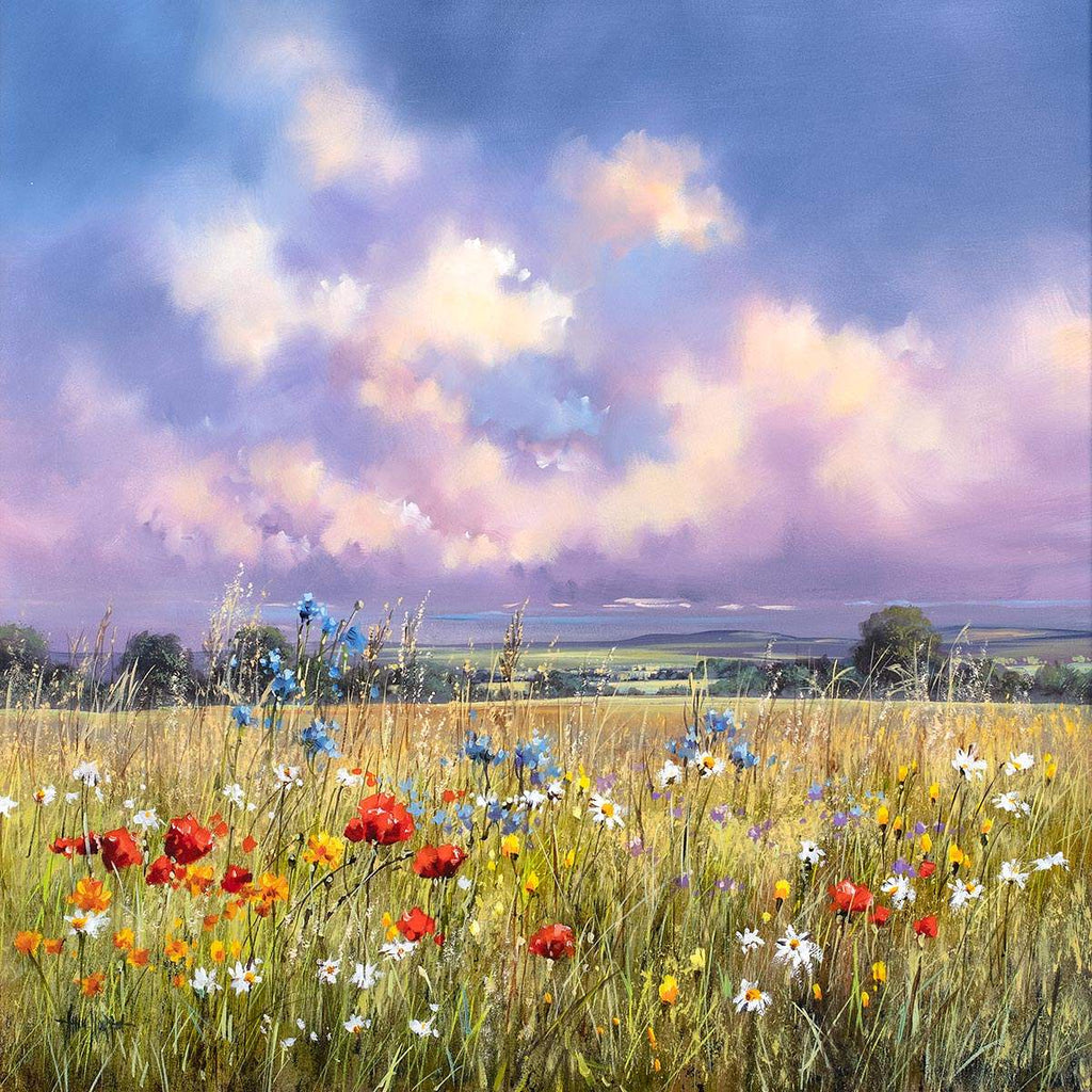 Flower Field II - Original - SOLD by artist Allan Morgan - Wyecliffe Galleries