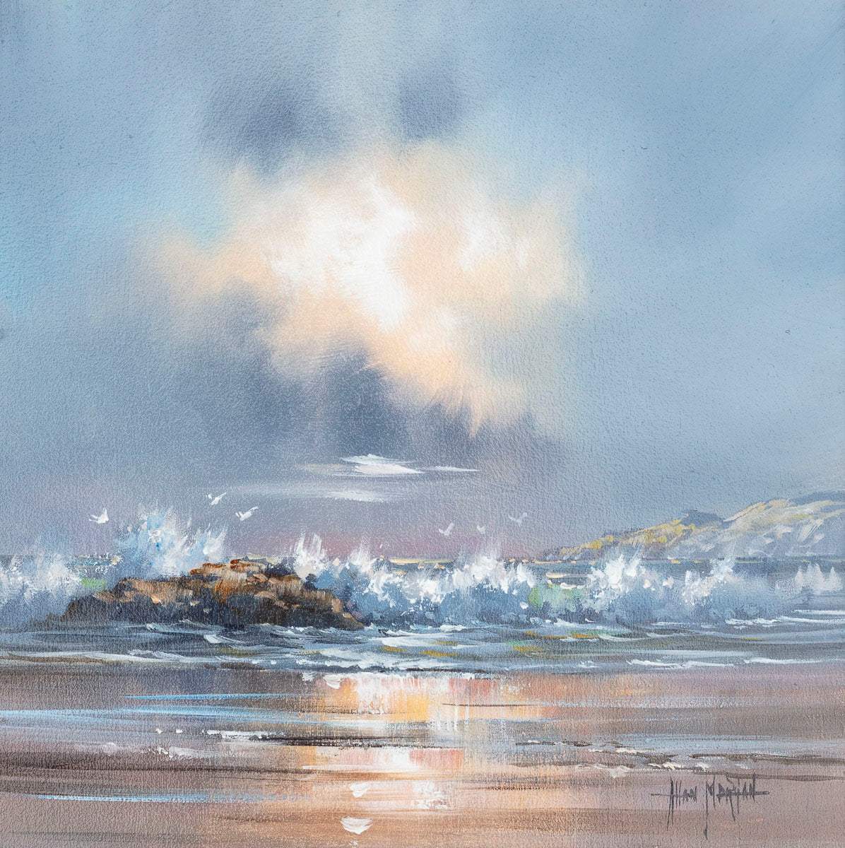 Flying Through The Waves - Original - SOLD by artist Allan Morgan - Wyecliffe Galleries