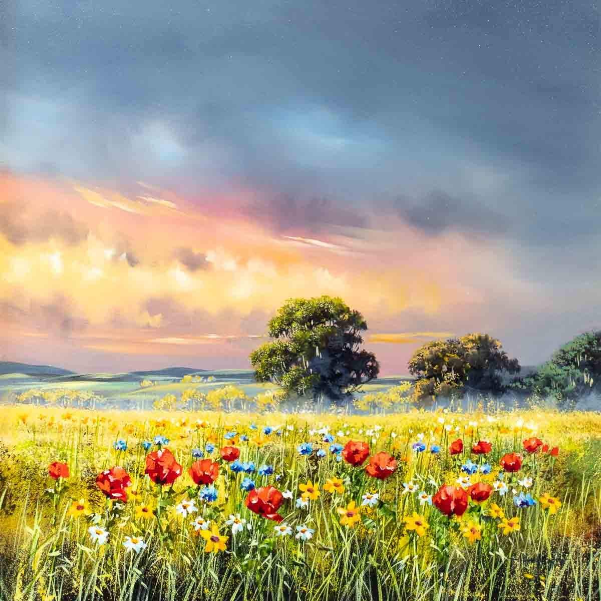 Hazy Fields II - Original - SOLD by artist Allan Morgan - Wyecliffe Galleries