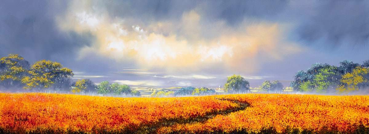 Orange Bloom - Original - SOLD by artist Allan Morgan - Wyecliffe Galleries