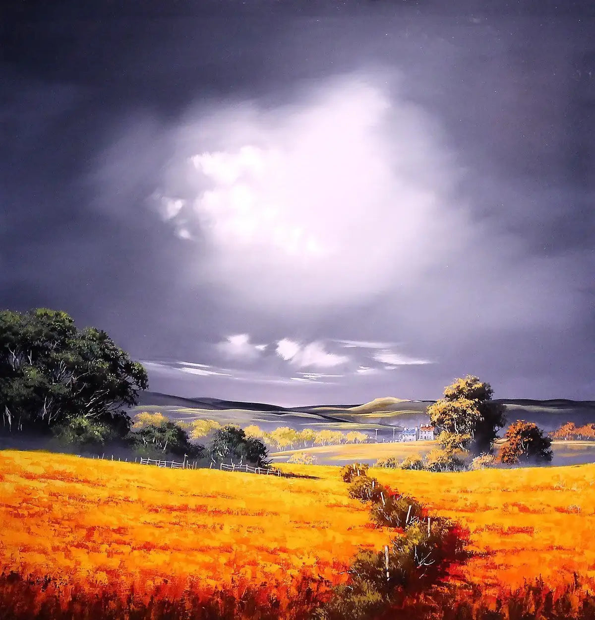 Over the Fields - SOLD by artist Allan Morgan - Wyecliffe Galleries