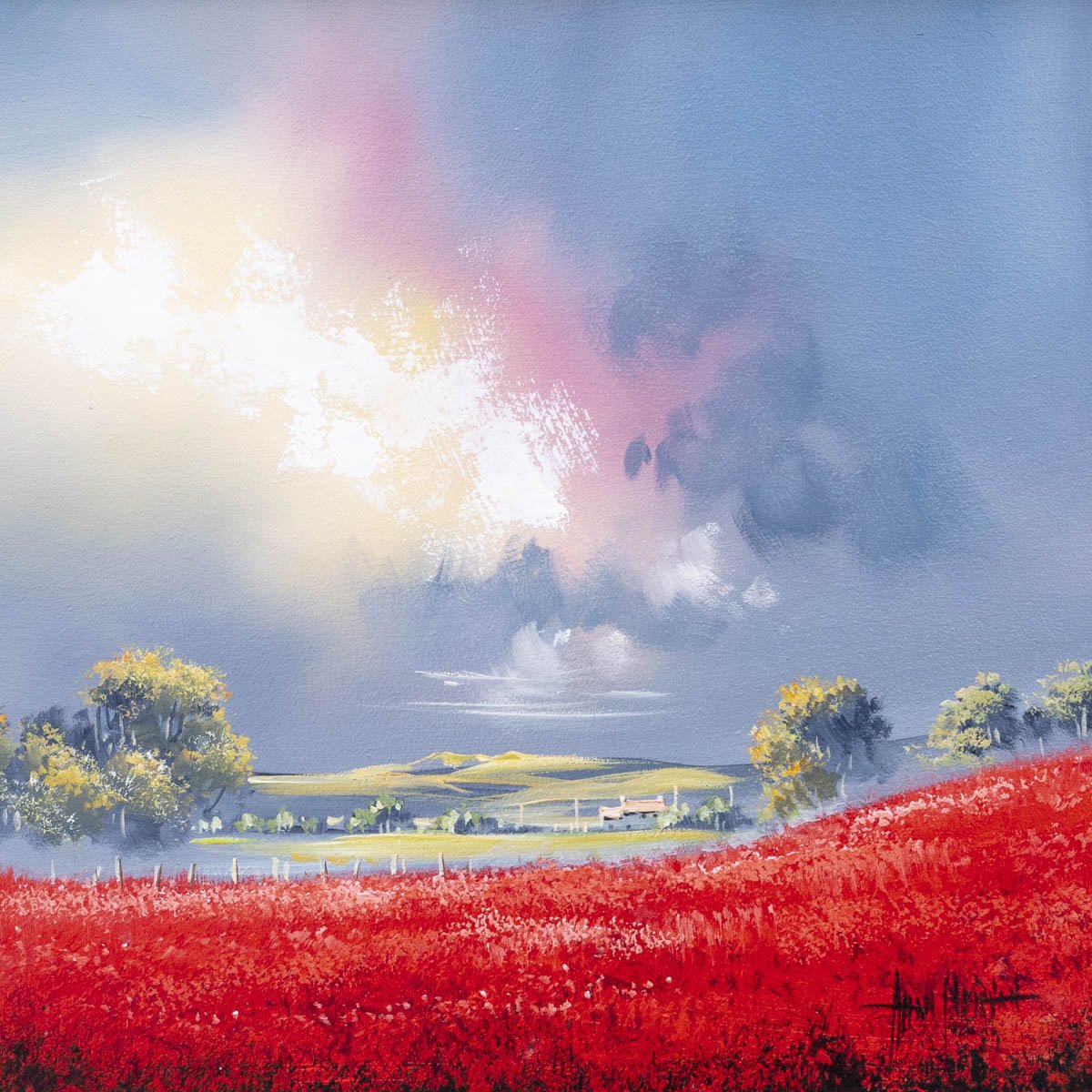 Red Fields - Original Allan Morgan Framed