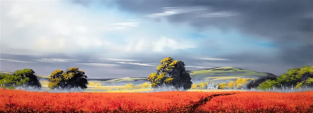 Scarlet Lands - SOLD by artist Allan Morgan - Wyecliffe Galleries