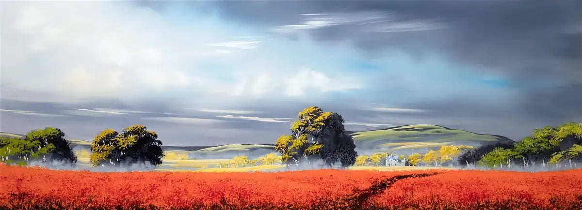 Scarlet Lands - SOLD by artist Allan Morgan - Wyecliffe Galleries