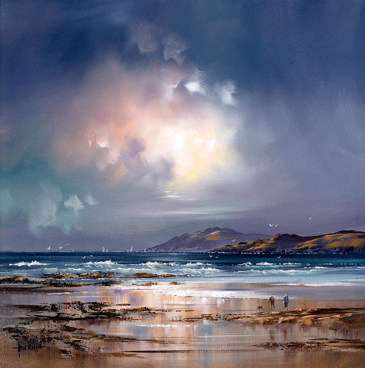 Stroll Along the Beach - Original - SOLD by artist Allan Morgan - Wyecliffe Galleries