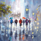 Stroll Through the City - Original - SOLD by artist Allan Morgan - Wyecliffe Galleries