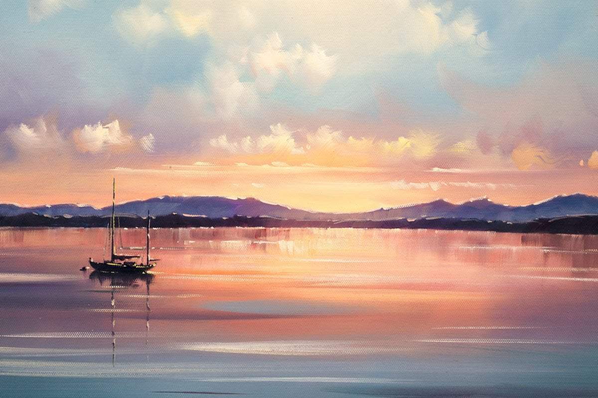 Sunset On Loch Creran - Original - SOLD by artist Allan Morgan - Wyecliffe Galleries