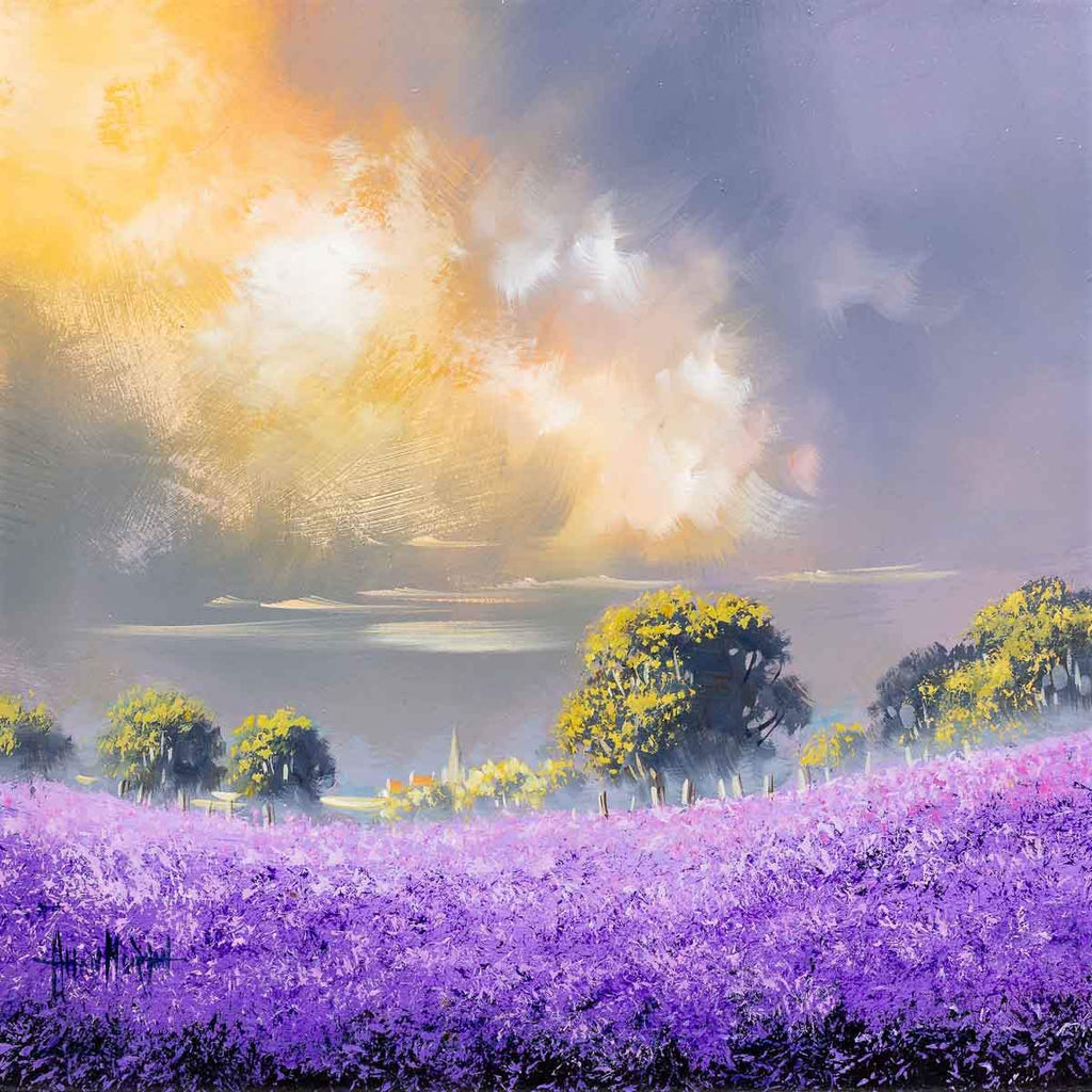 Violet Fields I - Original - SOLD by artist Allan Morgan - Wyecliffe Galleries