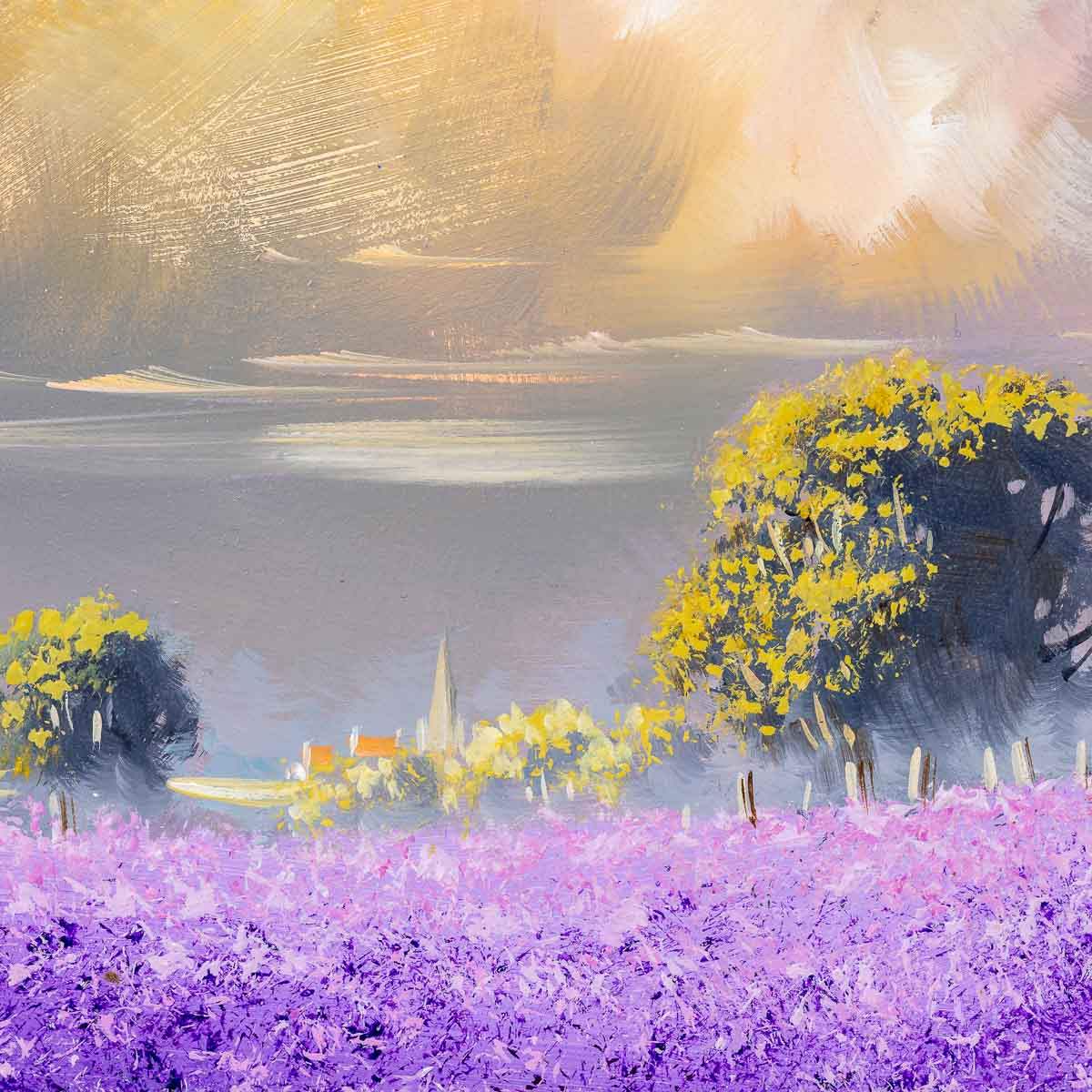 Violet Fields I - Original - SOLD by artist Allan Morgan - Wyecliffe Galleries