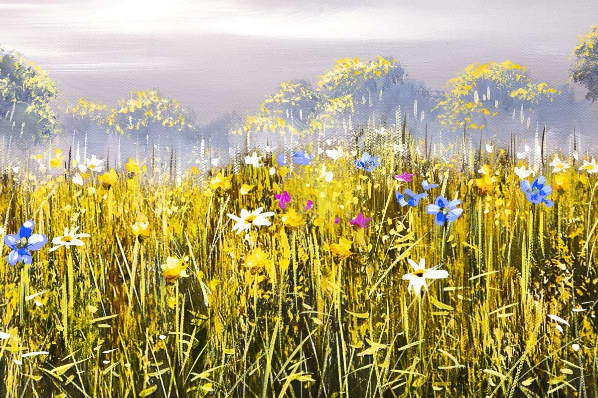Wild Flower Field - Original Allan Morgan Framed