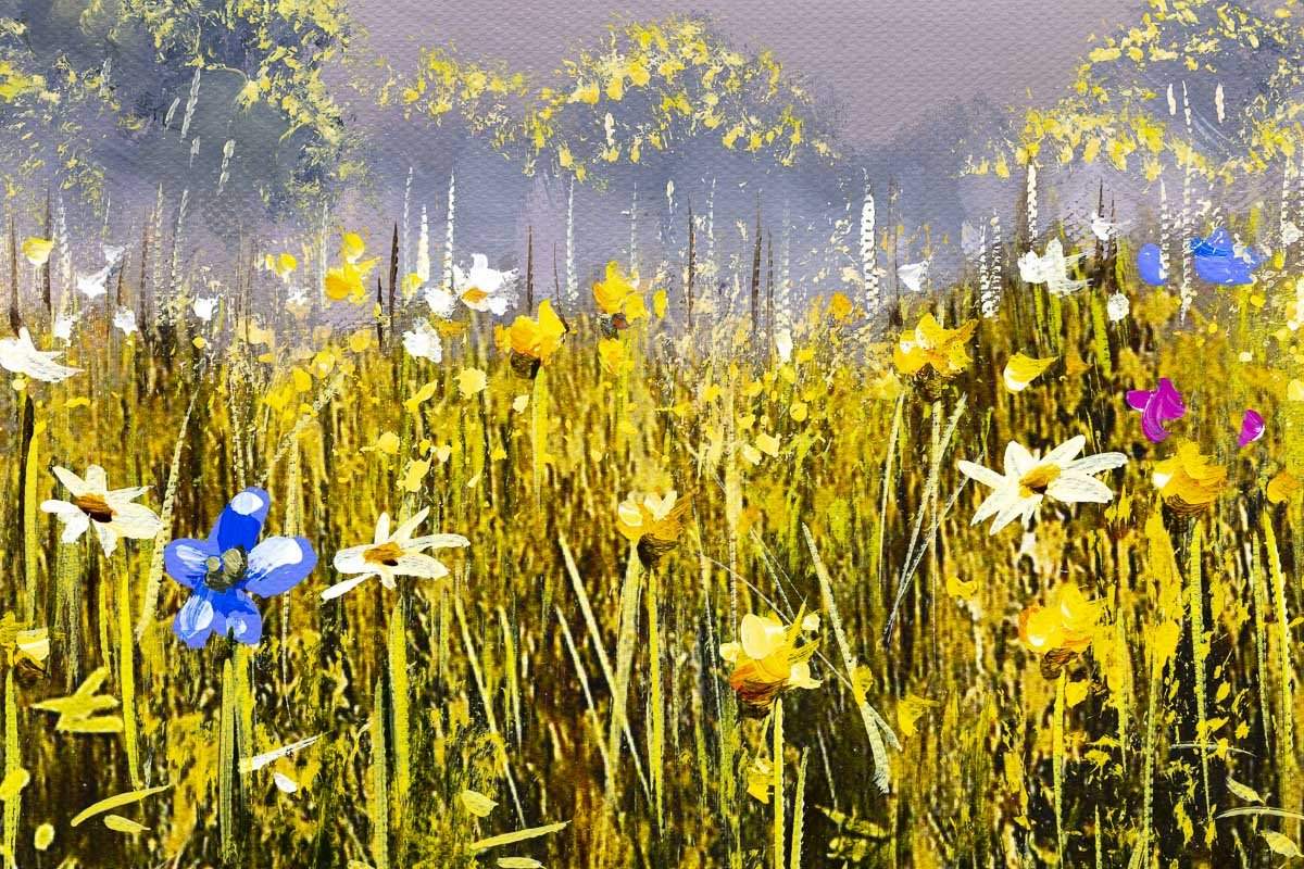Wild Flower Field - Original - SOLD by artist Allan Morgan - Wyecliffe Galleries