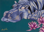 Happy As A Hippo - Original - SOLD by artist Amy Louise - Wyecliffe Galleries