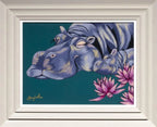 Happy As A Hippo - Original - SOLD by artist Amy Louise - Wyecliffe Galleries