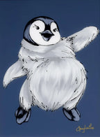 Penguins Can Fly - Original - SOLD by artist Amy Louise - Wyecliffe Galleries