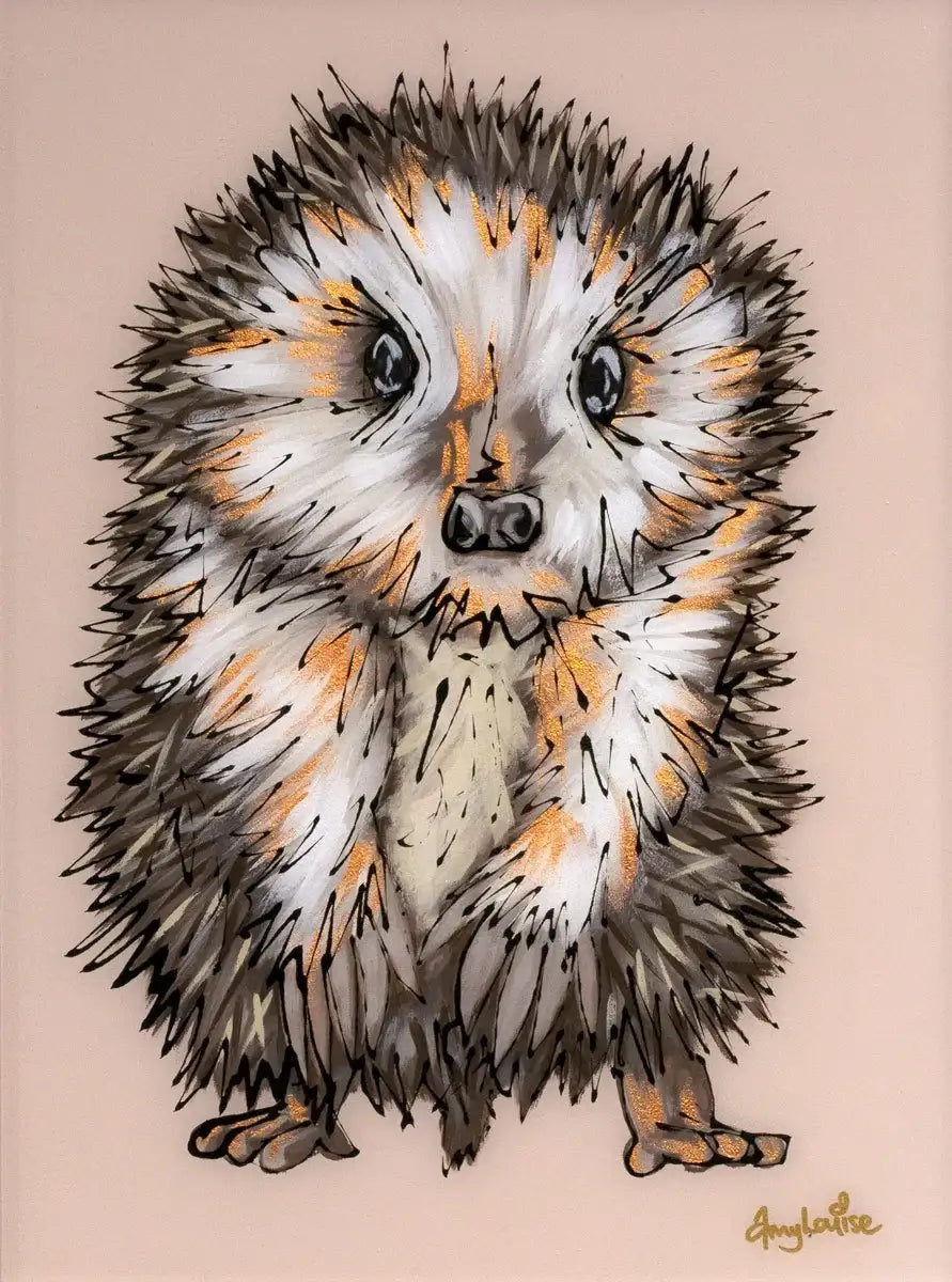 The Happy Hedgehog - Original - SOLD by artist Amy Louise - Wyecliffe Galleries