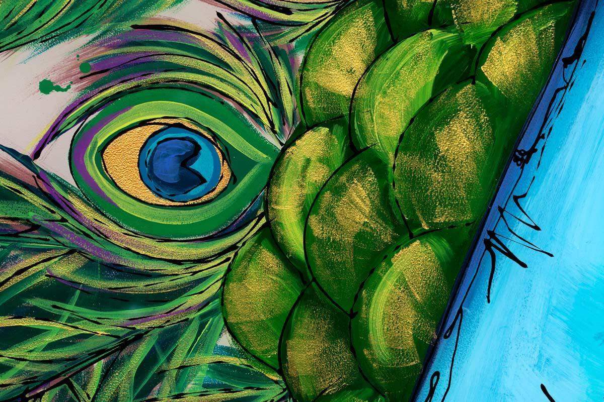 The Peacock Dance - Original - SOLD by artist Amy Louise - Wyecliffe Galleries