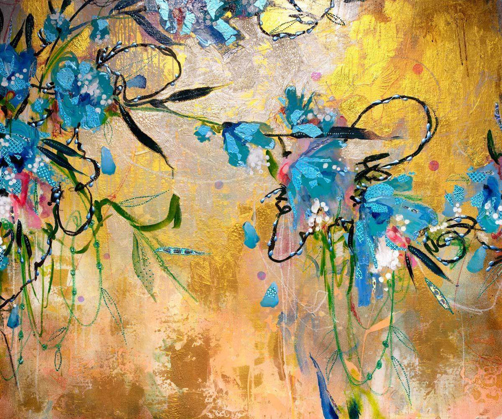 Blue Colombines - Original by artist Amylee - Wyecliffe Galleries