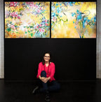 Blue Colombines - Original by artist Amylee - Wyecliffe Galleries