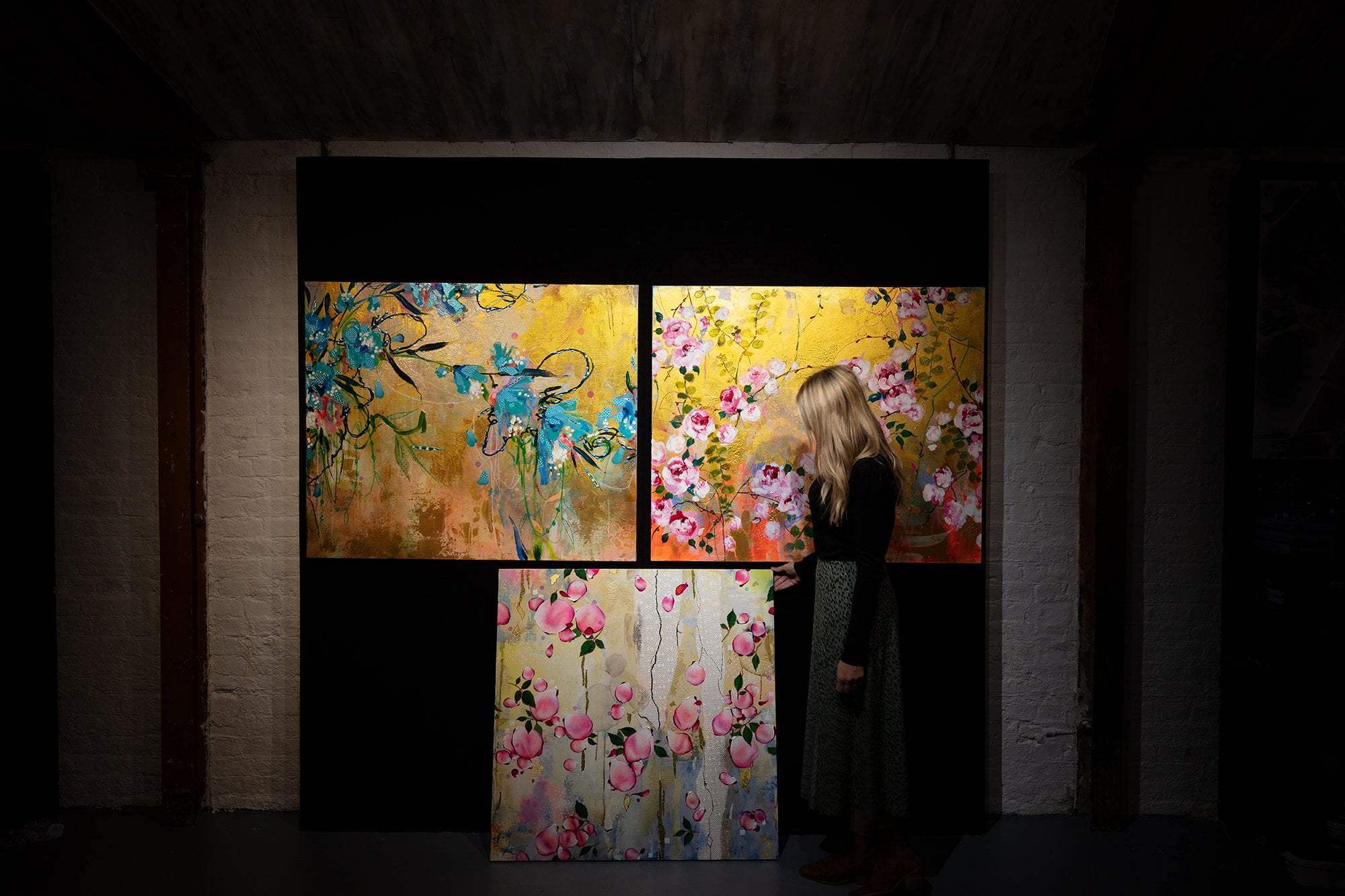 Blue Colombines - Original by artist Amylee - Wyecliffe Galleries