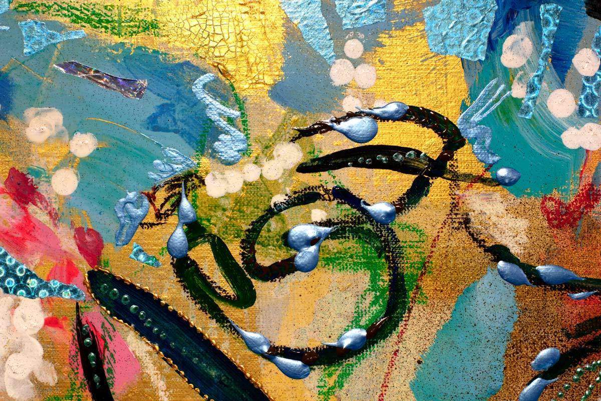 Blue Colombines - Original by artist Amylee - Wyecliffe Galleries