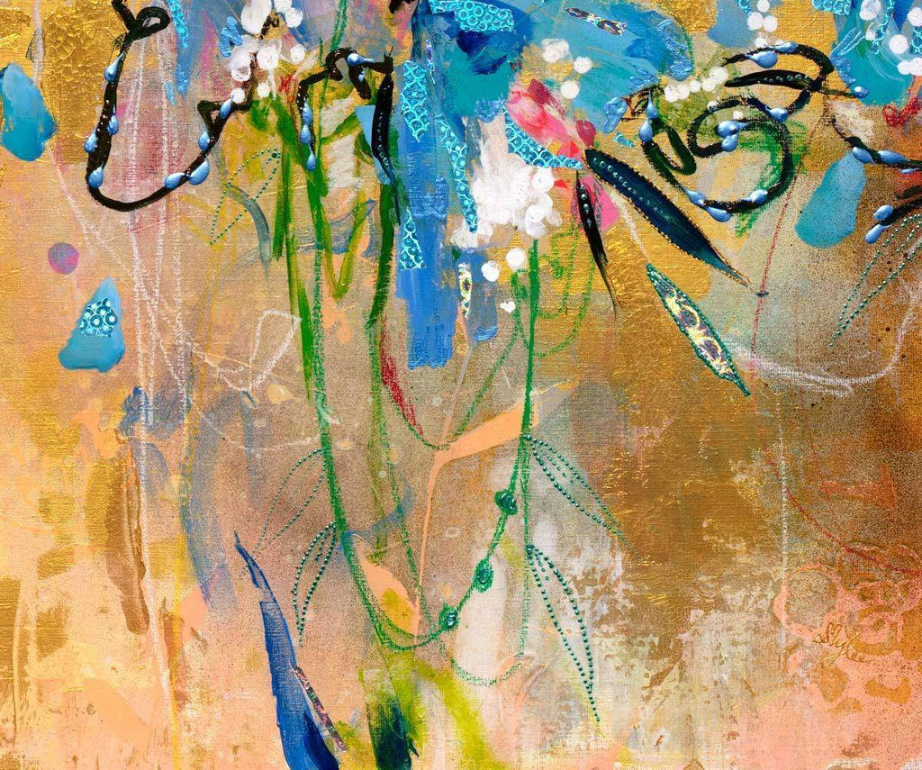 Blue Colombines - Original by artist Amylee - Wyecliffe Galleries