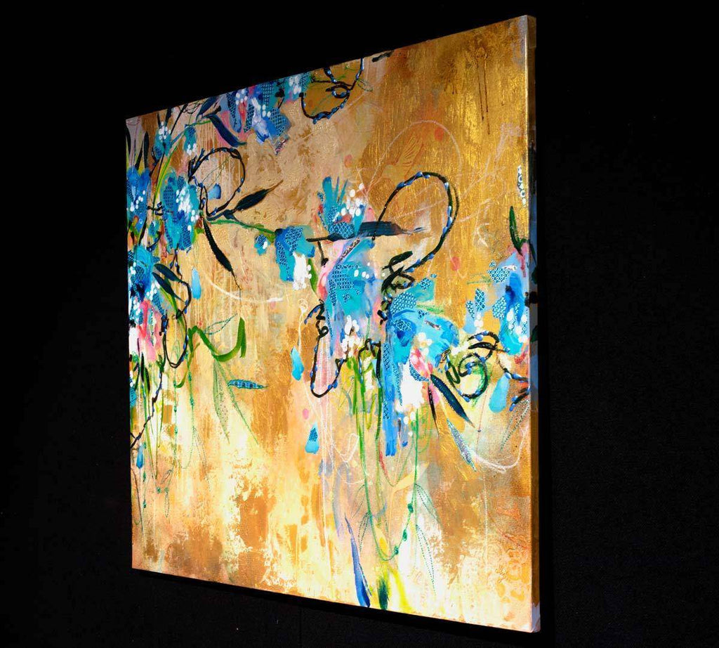 Blue Colombines - Original by artist Amylee - Wyecliffe Galleries