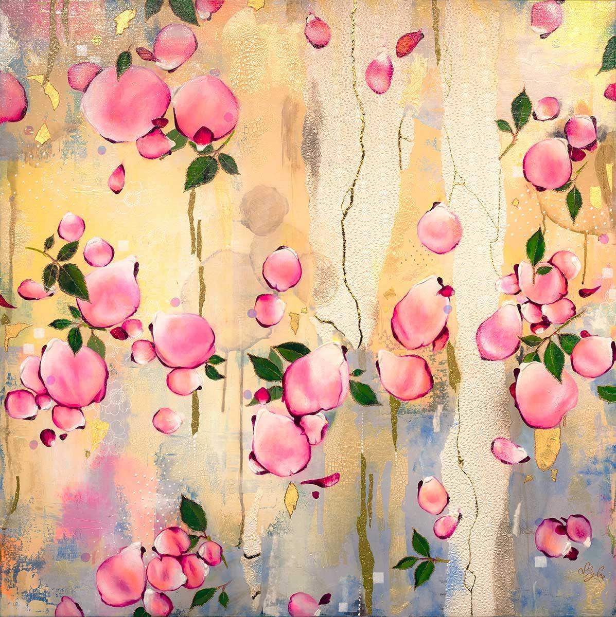 Pink Roses - Original - SOLD by artist Amylee - Wyecliffe Galleries