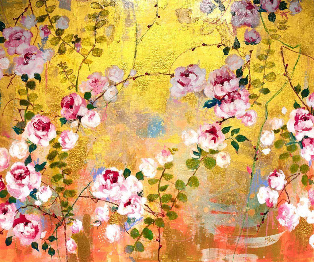 Rose and Eucalyptus Leaves - Original by artist Amylee - Wyecliffe Galleries