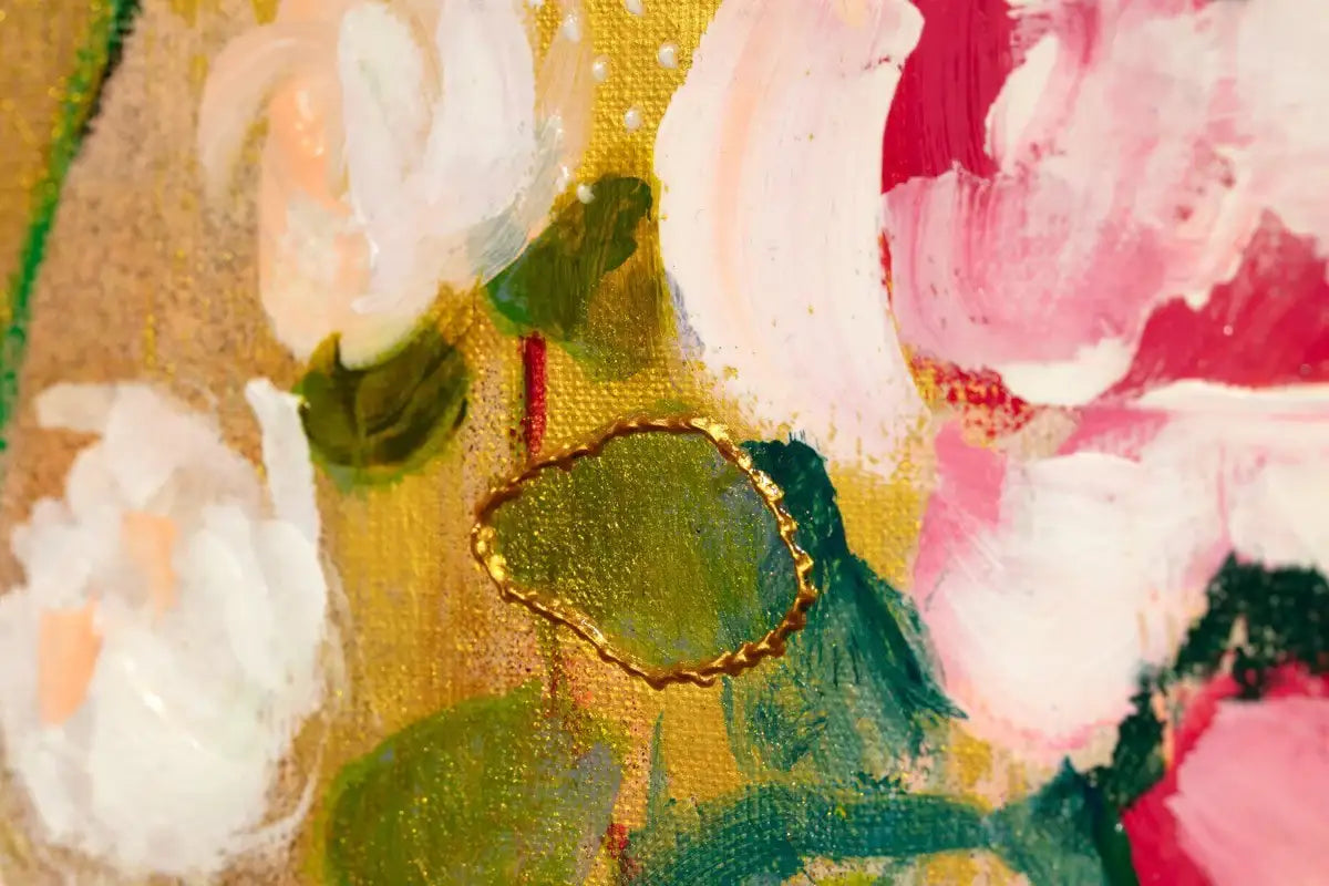 Rose and Eucalyptus Leaves - Original by artist Amylee - Wyecliffe Galleries