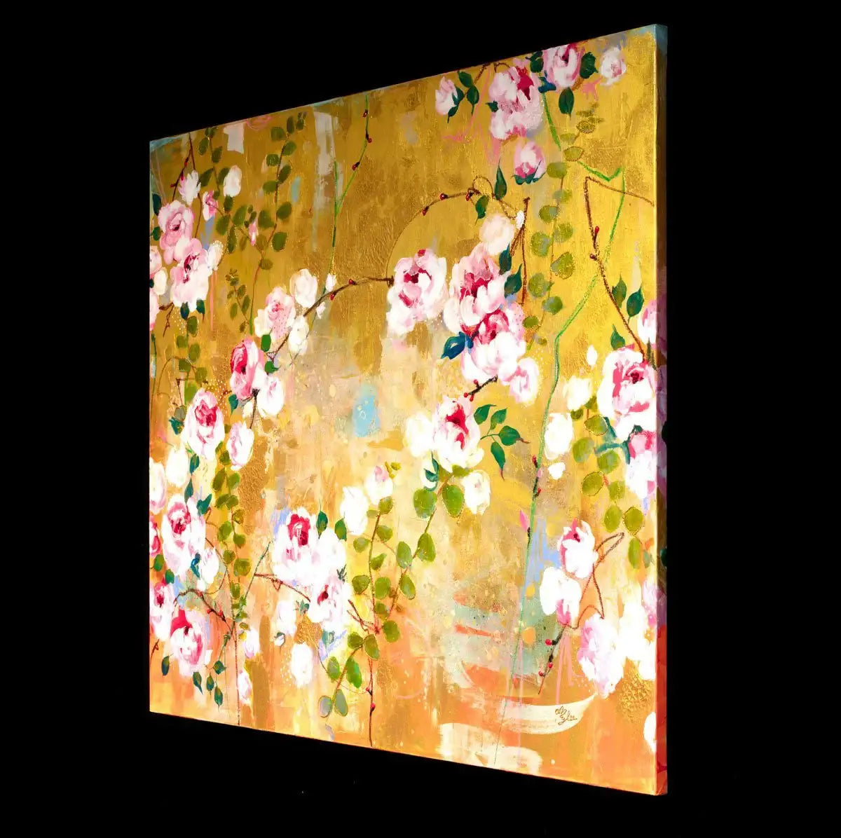 Rose and Eucalyptus Leaves - Original by artist Amylee - Wyecliffe Galleries