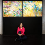 Rose and Eucalyptus Leaves - Original by artist Amylee - Wyecliffe Galleries