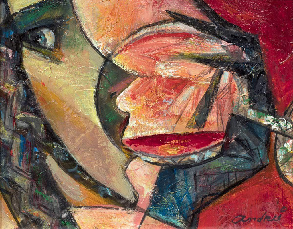 Red Wine Lover - Original - SOLD by artist Andrei Protsouk - Wyecliffe Galleries