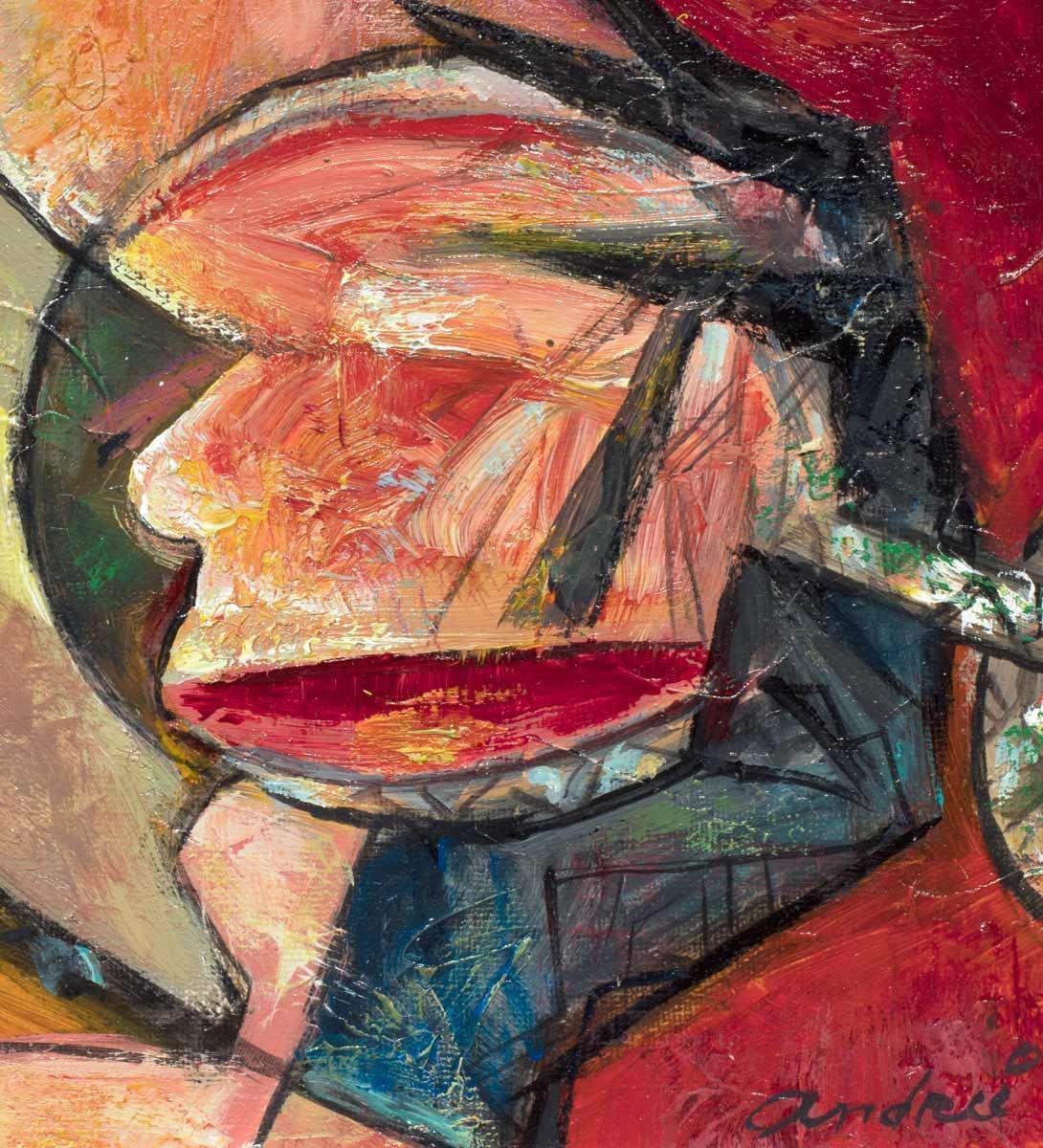 Red Wine Lover - Original - SOLD by artist Andrei Protsouk - Wyecliffe Galleries