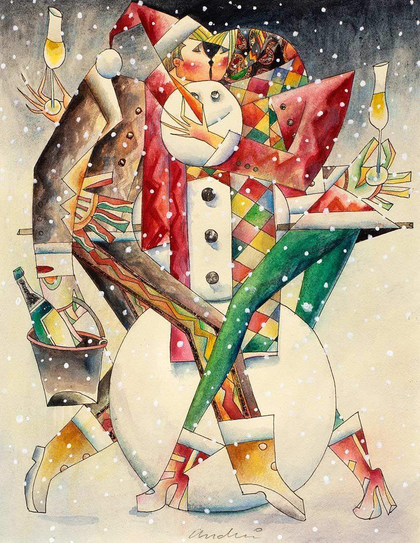 Winter Games - Original - SOLD by artist Andrei Protsouk - Wyecliffe Galleries