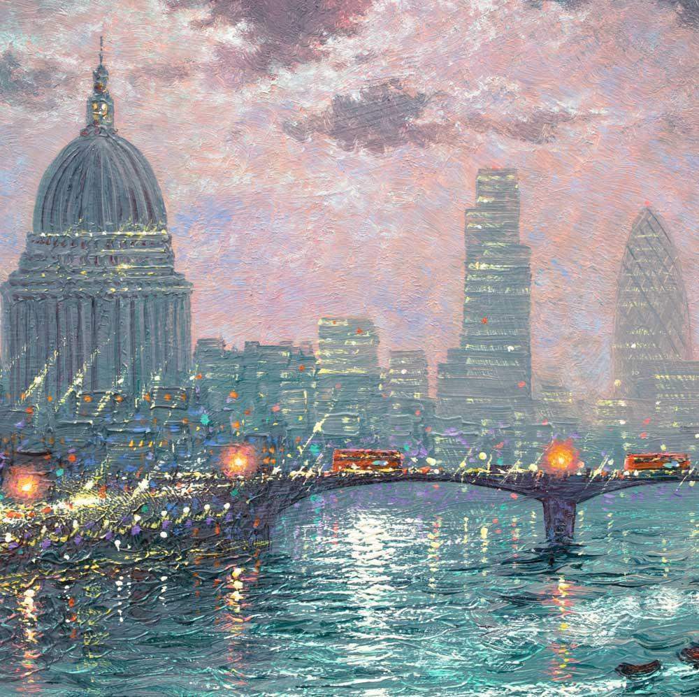 As the Thames Sparkles - Original - SOLD by artist Andrew Grant Kurtis - Wyecliffe Galleries