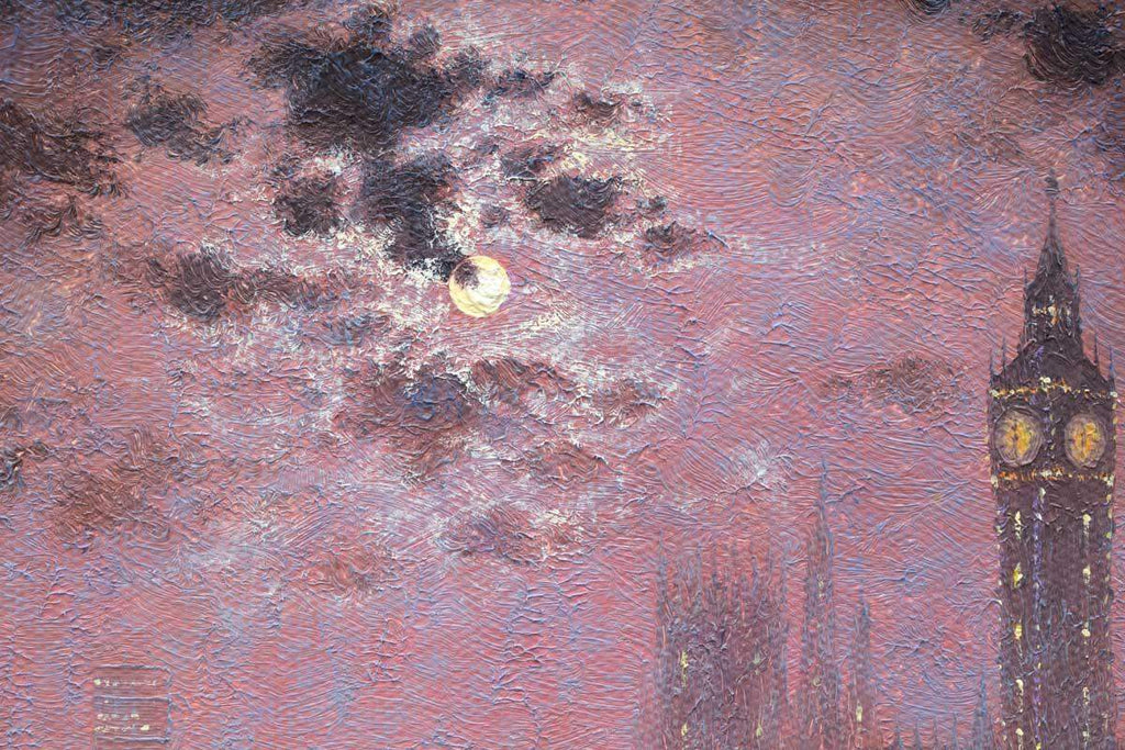 Moonlight Sparkle over Westminster - Original - SOLD by artist Andrew Grant Kurtis - Wyecliffe Galleries