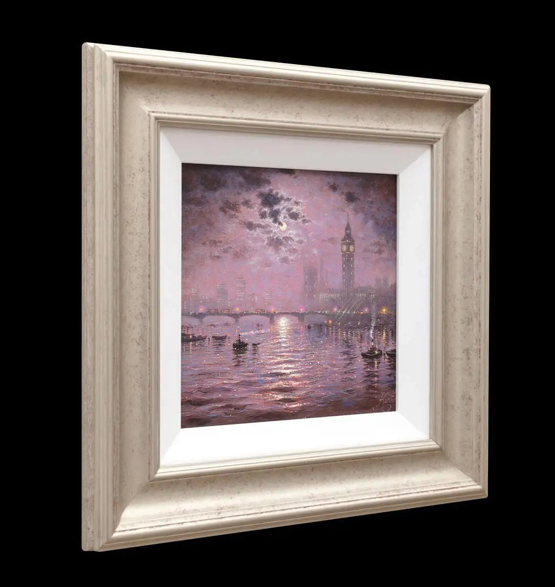 Moonlight Sparkle over Westminster - Original - SOLD by artist Andrew Grant Kurtis - Wyecliffe Galleries