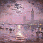 Moonlight Sparkle over Westminster - Original - SOLD by artist Andrew Grant Kurtis - Wyecliffe Galleries