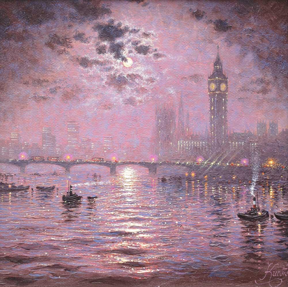 Moonlight Sparkle over Westminster - Original Andrew Grant Kurtis Framed