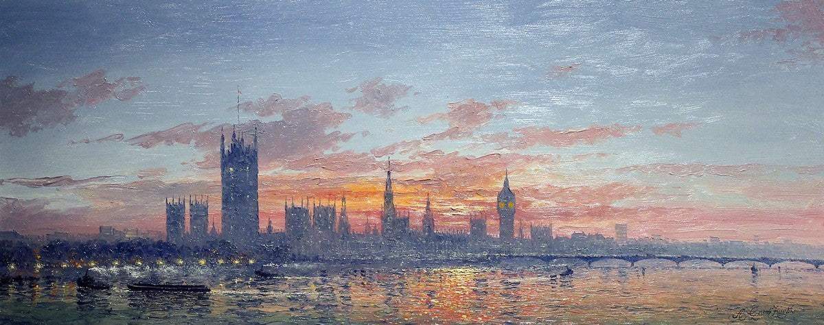 Sunshine Sparkle Over Westminster Haze - SOLD by artist Andrew Grant Kurtis - Wyecliffe Galleries