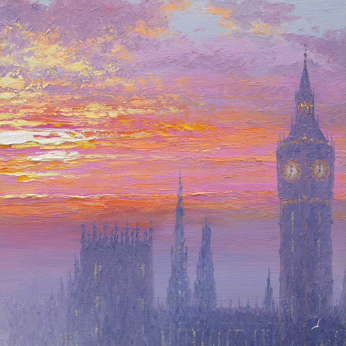 Sunshine Sparkles and Morning Haze over Westminster - Original - SOLD by artist Andrew Grant Kurtis - Wyecliffe Galleries